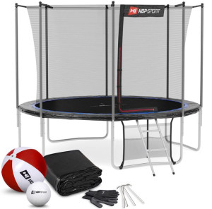 Trampolina Hop-Sport 10ft (305cm) czarno-niebieska z siatką wewnętrzną