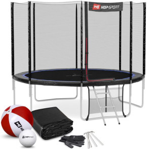 Trampolina Hop-Sport 10ft (305cm) czarno-niebieska z siatką zewnętrzną