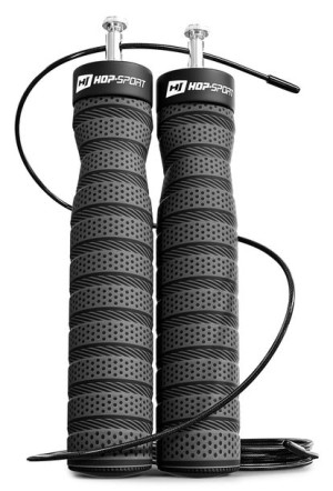 Skakanka z łożyskami i miękkim uchwytem szara