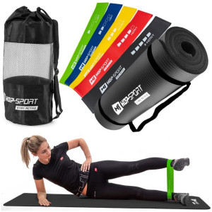 Zestaw taśm oporowych 600x50 mm+mata fitness 1cm z pokrowcem