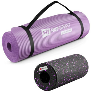 Zestaw mata fitness 1 cm + roller EPP fioletowy