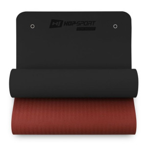 Mata fitness TPE 0,8cm czarno/czerwona z otworami