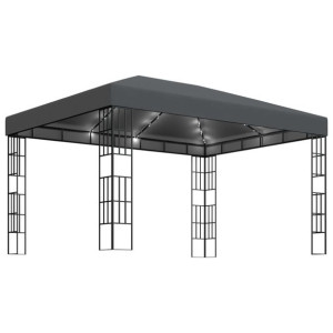 Altana ze sznurem lampek, 3x4 m, antracytowa