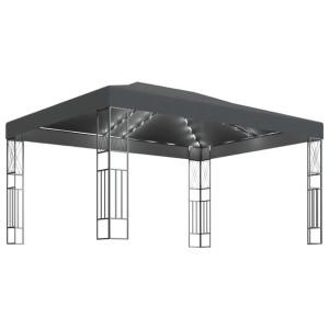 Altana ze sznurem lampek, 3x4 m, antracytowa tkanina