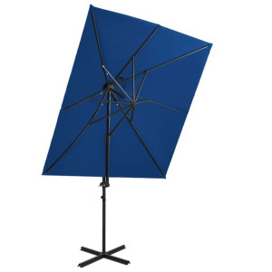 Parasol wiszący z podwójną czaszą, lazurowy, 250x250 cm