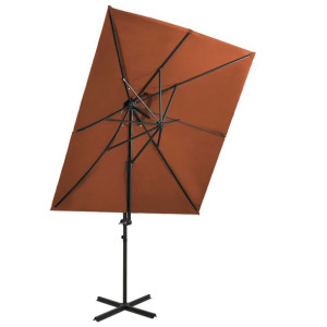 Parasol wiszący z podwójną czaszą, terakota, 250x250 cm