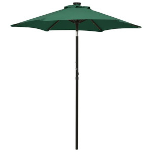 Parasol z lampkami LED, zielony, 200x211 cm, aluminium