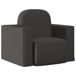 Sofa dziecięca 2-w-1, czarna, sztuczna skóra