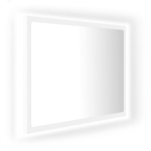 Lustro łazienkowe z LED, białe, 60x8,5x37 cm, płyta wiórowa