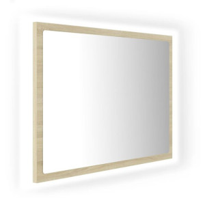 Lustro łazienkowe z LED, kolor dąb sonoma, 60x8,5x37 cm, płyta