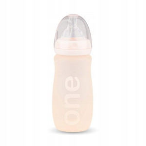 Szklana butelka do karmienia szklana KINDAJ ONE CLASSIC240 cream pink