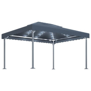 Altana ze sznurem lampek, 400x300 cm, antracytowa, aluminium