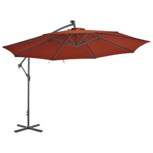 Parasol wiszący z lampkami LED, terakota, 350 cm