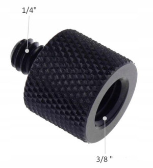 Czarny Adapter gwintu foto z 3/8 na 1/4 cala gwint