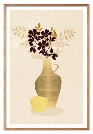 Obraz plakat na płótnie 63x93cm plakat Boho złoty wazon