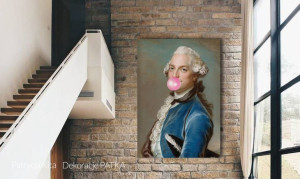 Obraz na płótnie - Man with bubble gum - 100 x 140 cm wys.