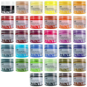 Zestaw 34 farb do tkanin jasnych 50 ml