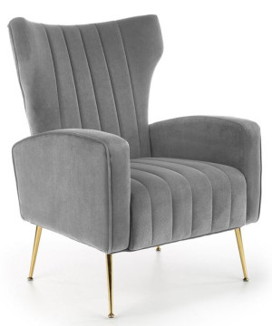 Szary nowoczesny fotel glamour - Marson
