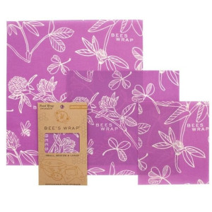3 szt. woskowanej organicznej bawełny do zawijania Bee's Wrap - Mimi's purp