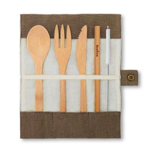Zestaw sztućców bambusowych cutlery set Bambaw - olive