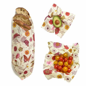 3 szt. organicznej bawełny do zawijania VEGAN Bee's Wrap  - medaow magic