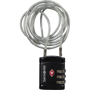 Kłódka do walizki trzycyfrowa Samsonite LONG Cablelock  TSA- czarny