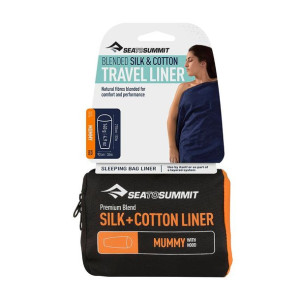 Prześcieradło Silk Cotton Liner Mummy with Hood Sea to Summit - navy