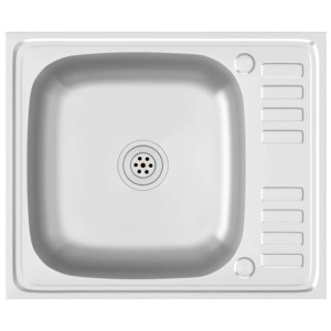 Zlew kuchenny z ociekaczem, srebrny, 500x600x155 mm, stal