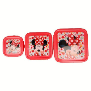 Minnie Mouse - Zestaw trzech hermetycznych pojemników na żywność (1400 ml,
