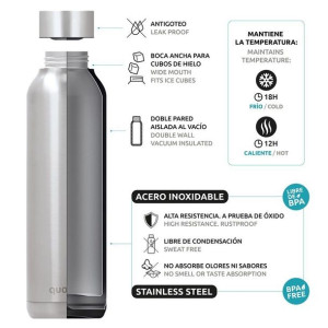Quokka Solid - Butelka termiczna ze stali nierdzewnej 630 ml (Orchid Garden