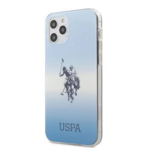 US Polo Assn Dh & Logo Gradient - Etui iPhone 12 / iPhone 12 Pro (niebieski