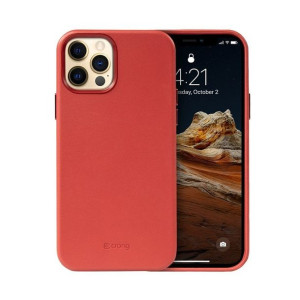 Crong Essential Cover - Etui ze skóry ekologicznej iPhone 12 Pro Max (czerw