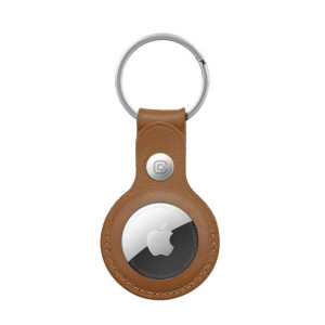 Crong Leather Case with Key Ring - Skórzany brelok do Apple AirTag (brązowy