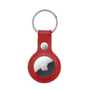 Crong Leather Case with Key Ring - Skórzany brelok do Apple AirTag (czerwon