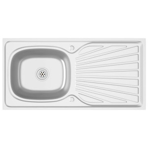 Zlew kuchenny z ociekaczem, srebrny, 1000x500x155 mm, stal