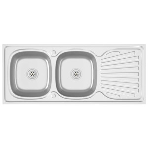 Zlew kuchenny dwukomorowy, srebrny, 1200x500x155 mm, stal