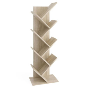 Stojący, geometryczny regał na książki, kolor dębowy