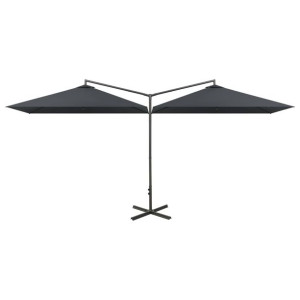 Podwójny parasol na stalowym słupku, antracytowy, 600x300 cm