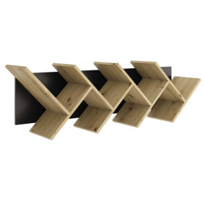 Wisząca, geometryczna półka na książki, dębowo-czarna