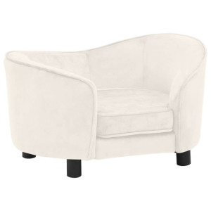Sofa dla psa, kremowa, 69x49x40 cm, pluszowa