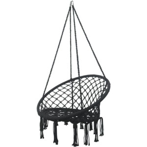 Hamak Ażurowy Fotel Wiszący 80x60cm Czarny #h1