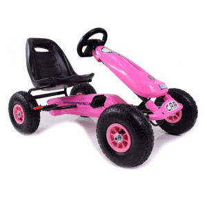 Duzy Gokart Hp003 - Pompowane Koła / Różowy