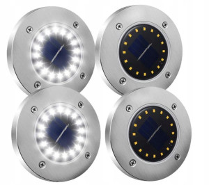 Lampki SOLARNE GRUNTOWE Disk Light 4 SZT 16 LED