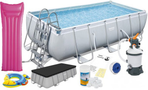 Basen stelażowy 404x201x100 Bestway 56442 12w1 pompa piaskowa+pokrywa