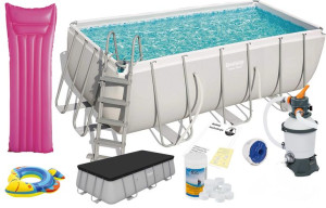 Basen stelażowy 412x201x122 Bestway 56457 12w1 Pompa piaskowa+pokrywa