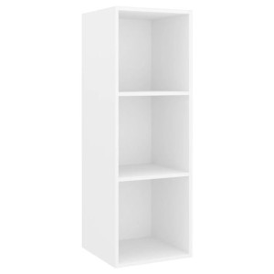 Wisząca szafka pod TV, biała, 37x37x107 cm, płyta wiórowa