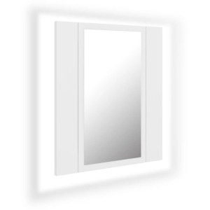 Szafka łazienkowa z lustrem i LED, biała, 40x12x45 cm