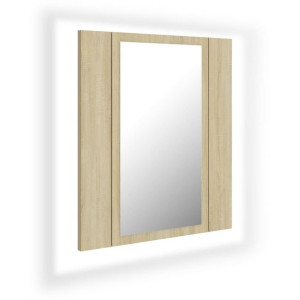 Szafka łazienkowa z lustrem i LED, dąb sonoma, 40x12x45 cm