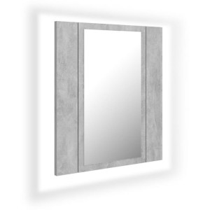 Szafka łazienkowa z lustrem i LED, szarość betonu, 40x12x45 cm