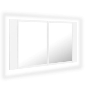 Szafka łazienkowa z lustrem i LED, biała, 80x12x45 cm